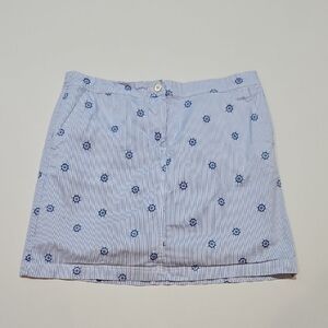 Karen Scott Light Blue & White Anchor Print Nautical Skirt Size 14